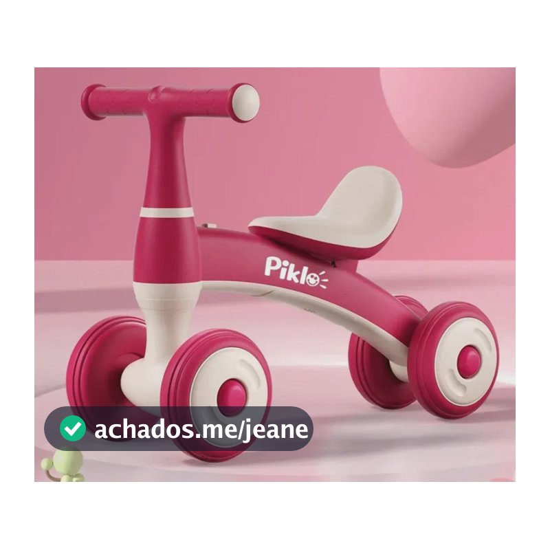 Bicicleta Equilibrio De Balanco Andador Sem Pedal 4 Rodas Rosa