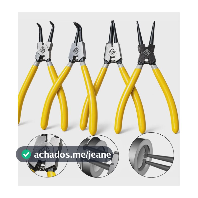 4 Pç Alicate Anéis Elástico Interno Externo Curvo Reto 7