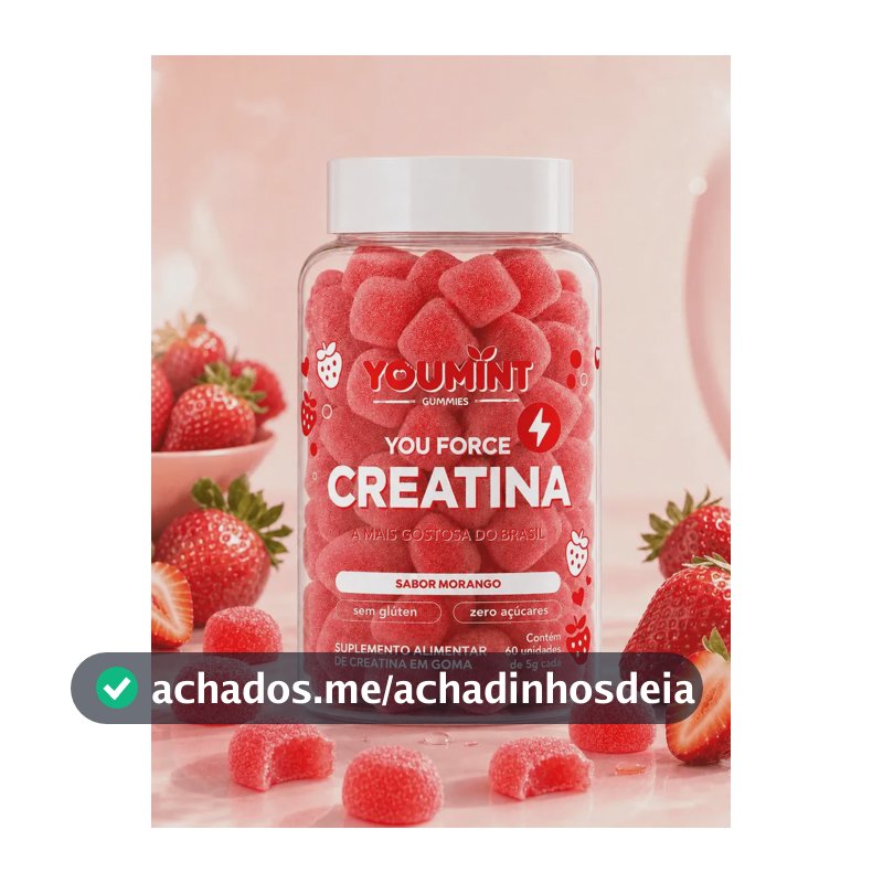 CREATINA GUMMY YOUMINT – SABOR MORANGO – ZERO AÇÚCARES – 60 GOMAS