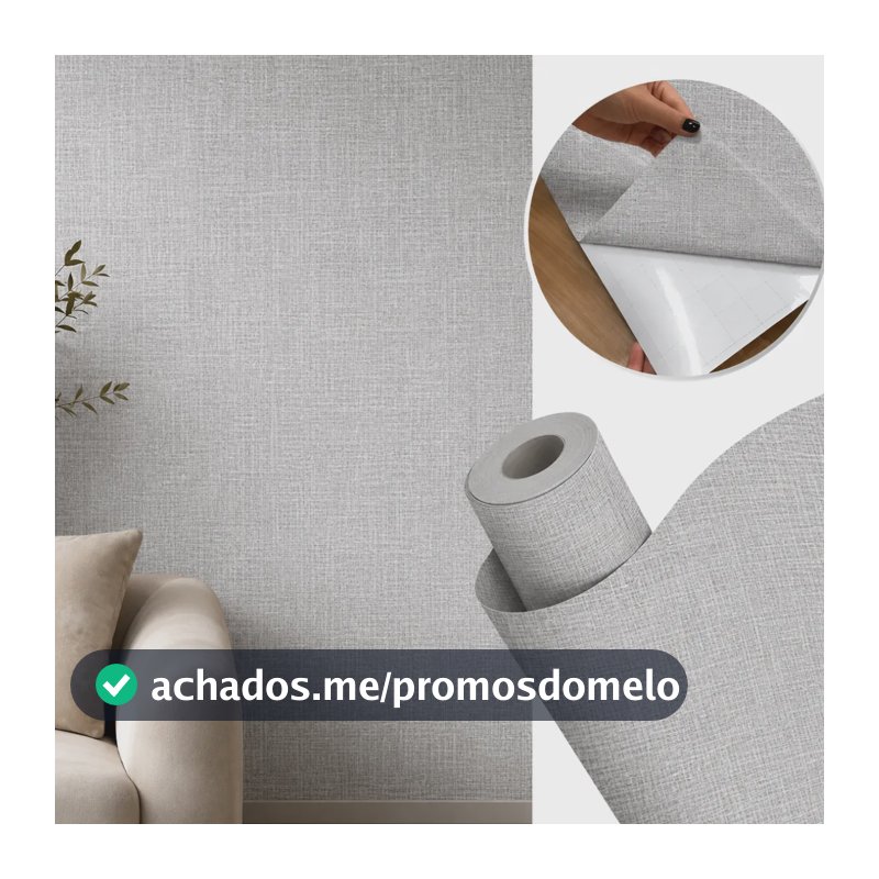 Papel De Parede Linho Autocolante Texturizado Adesivo Lavave Linho Cinza