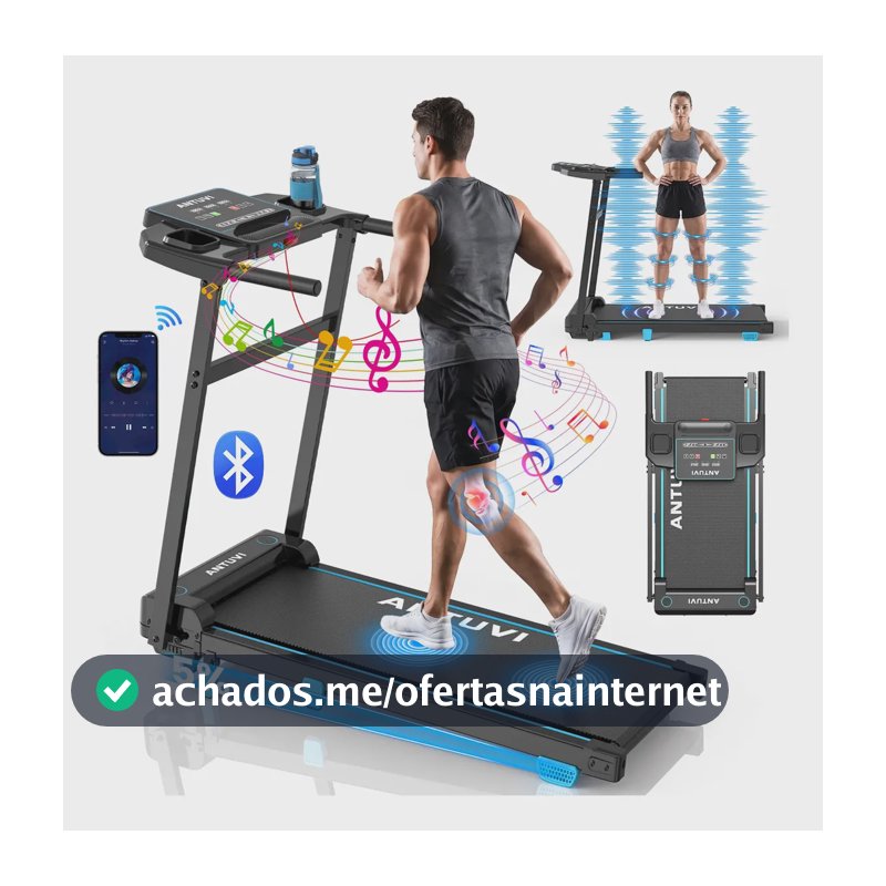 Esteira Elétrica Ergométrica + Massagem 2 Em 1 C/bluetooth Azul-celeste 220v