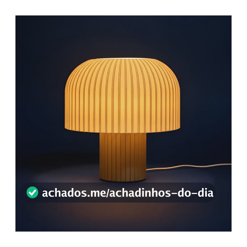 Abajur Luminária De Mesa Cogumelo Kaela Branco C/ Lampada Marrom-claro Branco 127/220v