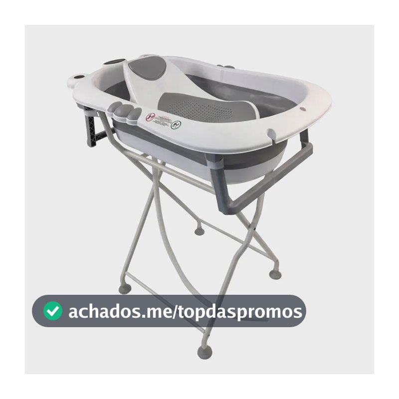 Banheira Bebê Dobrável Com Suporte Redutor Assento E Termômetro Embutido Até 20kg Melon Maxi Baby - Cinza