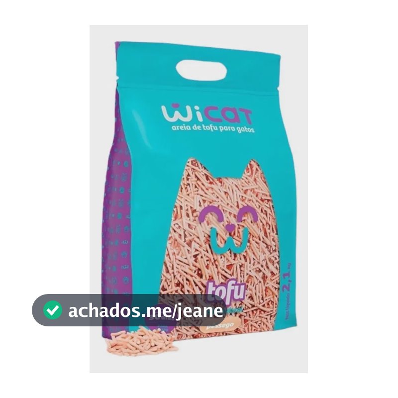 Areia Higiênica Biodegradável de Tofu Fragrância de Pêssego 2,1kg Wicat