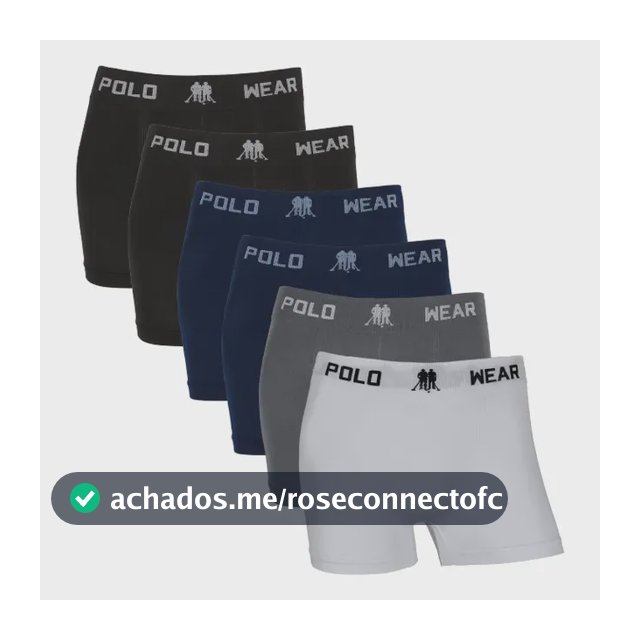 Kit 6 Cuecas Boxer Sem Costura Polo Wear Microfibra
