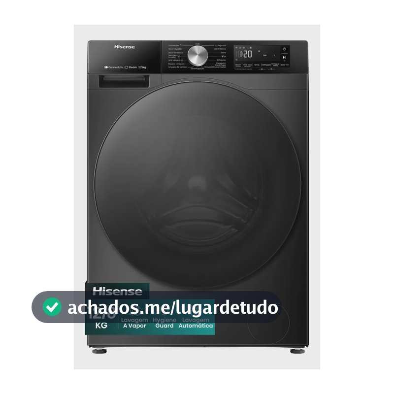 Lava e Seca Hisense 3S 12kg / 8kg Wi-Fi, 4 em 1, Inverter, 16 programas, Ciclo Rápido, Economia de Água-WD3S1243