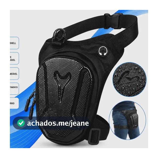 Pochete Perna Coxa Bolsa Lateral Tática Hard Shell Moto Multifuncional Impermeável Motocicleta Eva Casca Rígida Cor Preta Tumblr