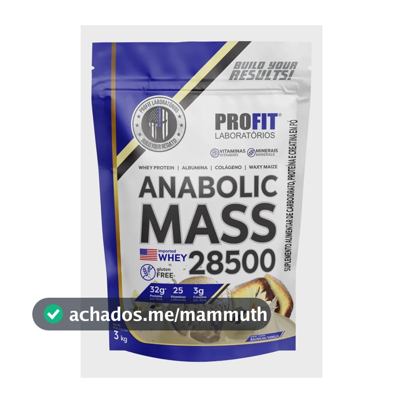 Proteína ProFit Laboratórios Hipercaloricos Anabolic Mass 28500 em pó sabor Baunilha x 3kg