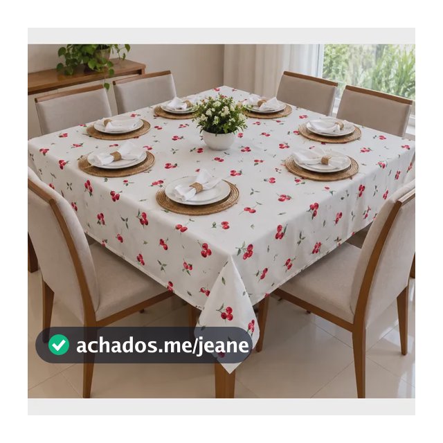 Toalha De Mesa Quadrada 8 Lugares 2,20 X 2,20m - Cerejinha Branco Cerejinha