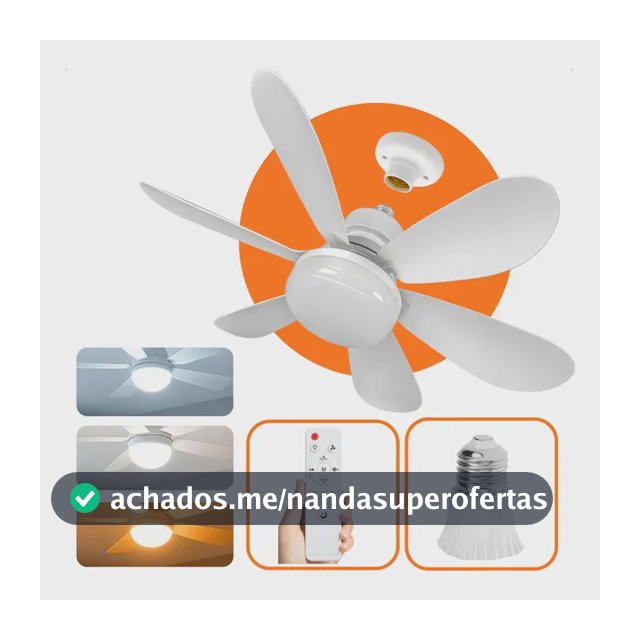 Lâmpada Ventilador Teto E27 Controle Remoto Bivolt 220v Branco Frio
