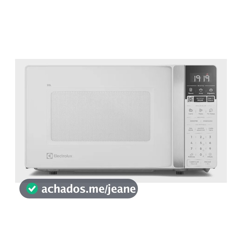 Micro-ondas Electrolux Efficient 20L Branco Função Descongelar e Receitas Pré-Programadas (ME20B)