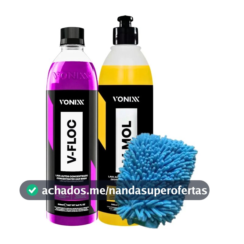 Kit Shampoo Automotivo Neutro V-floc V-mol 500ml Luva Vonixx