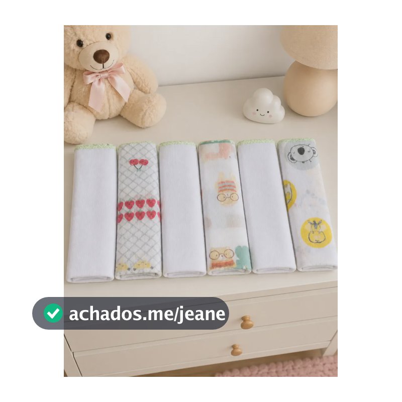 Kit 6 Paninhos De Boca Para Bebê Estampados Algodão Premium Unissex