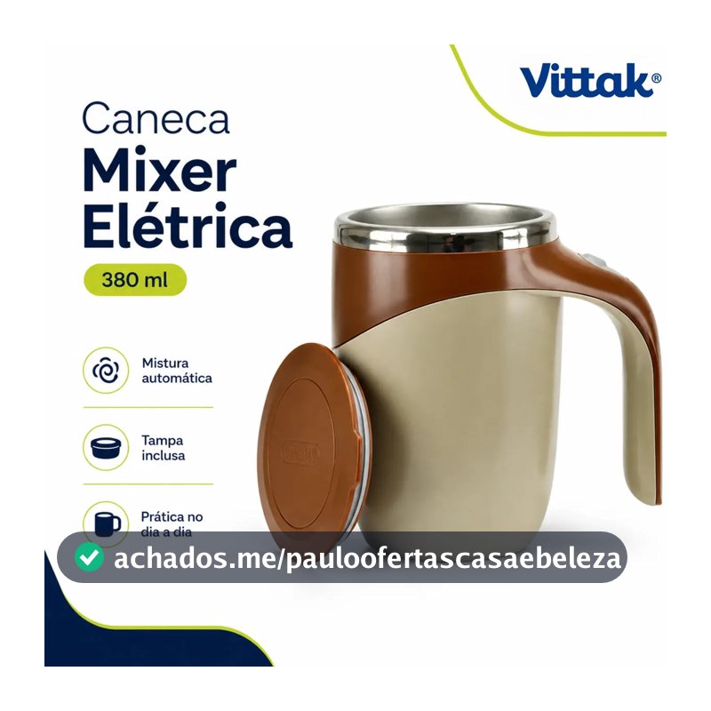 Vittak Caneca Mixer Elétrica Copo Mistura 380ml Com Tampa