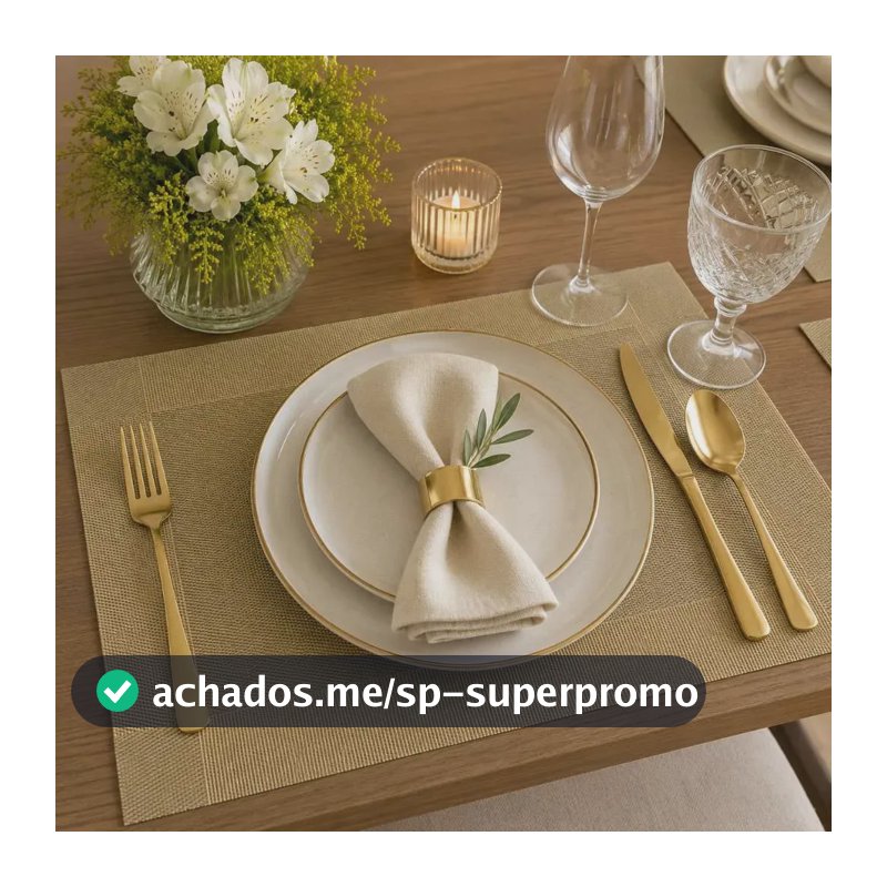 4 Pç Jogo Americano Dourado Ouro Impermeável Antederrapante Mesa Jantar Marca Kururuá