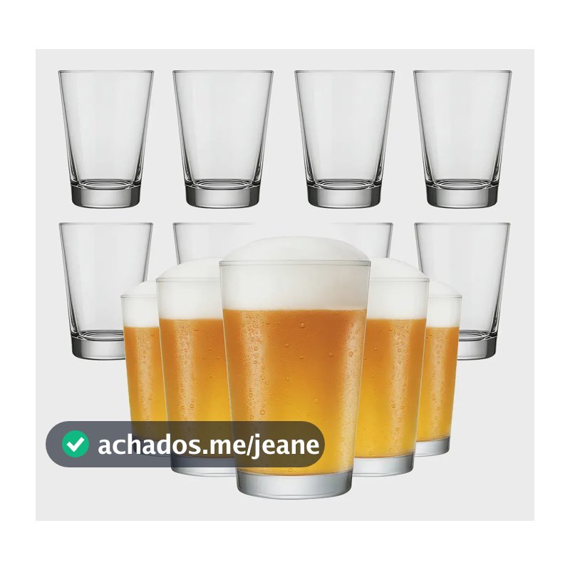 Copo Caldereta de Vidro Wellmix 300ml para Cerveja e Chopp - Kit com 12 Unidades