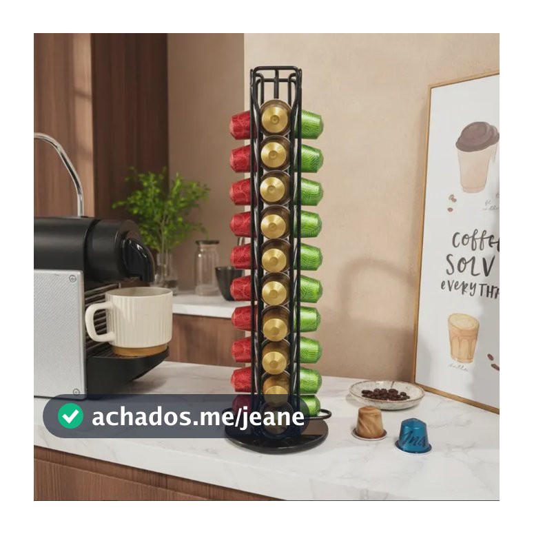 Suporte Capsula Nespresso Giratório Cromado 40 Cápsulas Preto
