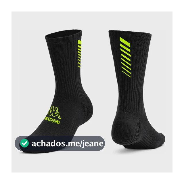 Meia Kappa Esportiva Next Corrida Poliamida Original Preto-verde 34-38