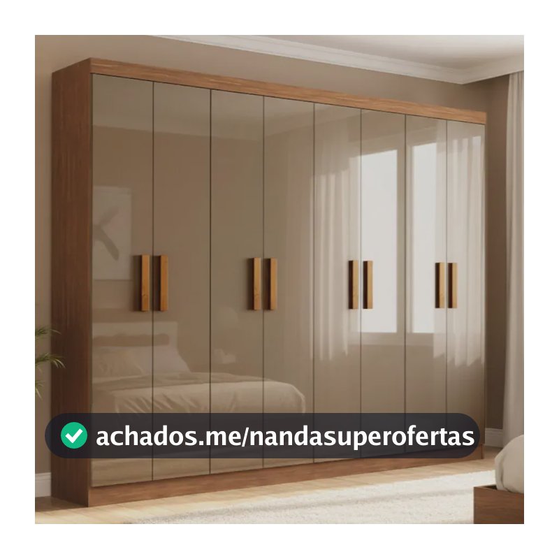 Guarda Roupas Casal Grande 8 Portas Com Gavetas Sampa Marrom Amadeirado
