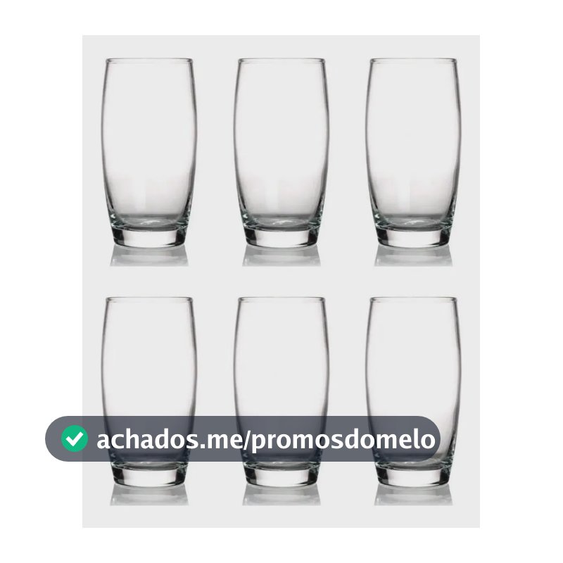 Kit 6 Copos Oca Nadir 300ml Vidro para Água e Suco