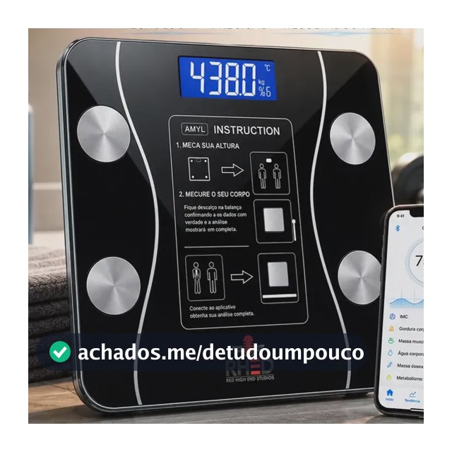 Balança Digital Bioimpedância Profissional smart imc 180kg Bluetooth Corporal Aparelho Alta Capacidade aplicativo App para Android e para IOS Balança De Banheiro Academia