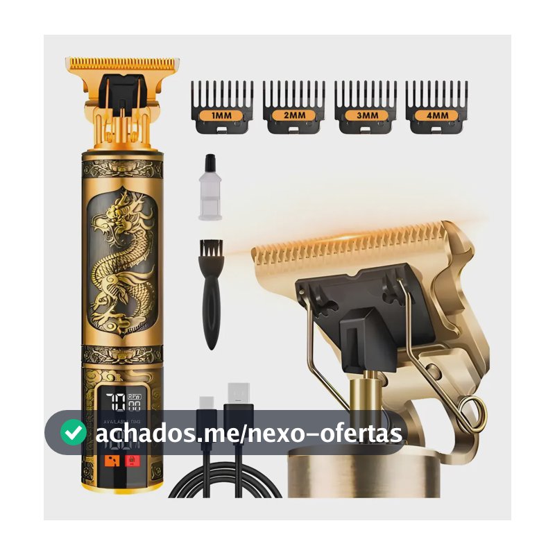 Maquina De Cortar Cabelo Barbear Profissional Com Visor Dourado-escuro 127/220v
