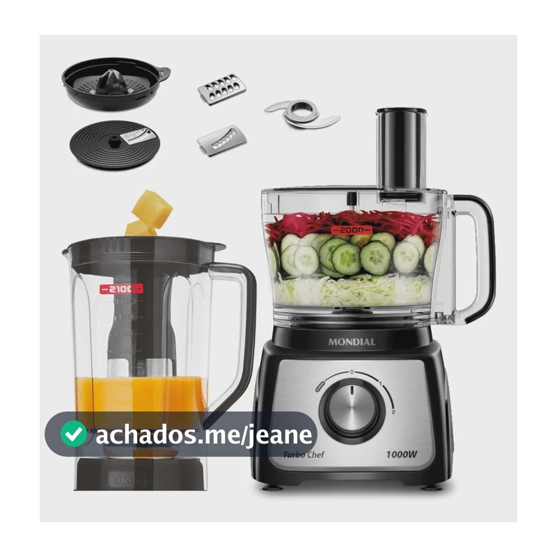 Multiprocessador MPN-01-BE Cozinha Turbo Chef 7 em 1 1000W Preto Mondial 127V