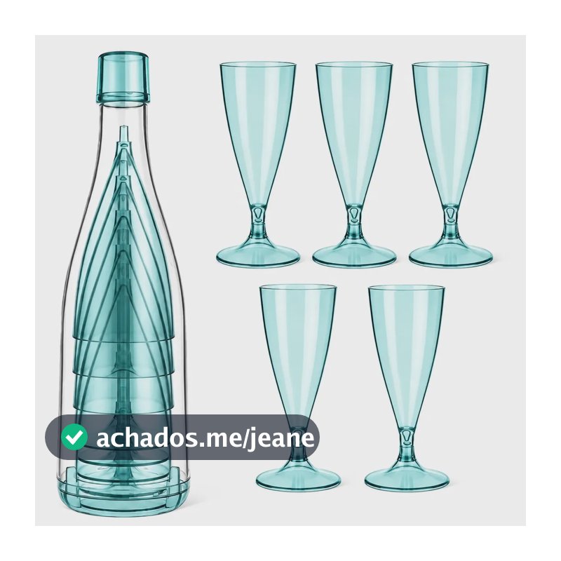 Kit 5 Taças Espumante Champagne Desmontáveis Portáteis Com Estojo 2 em 1 Para Praia Picnic Camping
