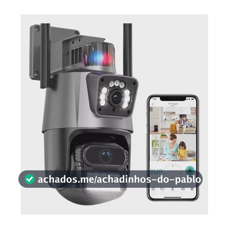 Câmera segurança Ip Wifi P11-qq6 Lente Dupla 6mp app Icsee cor preto Estary Shop