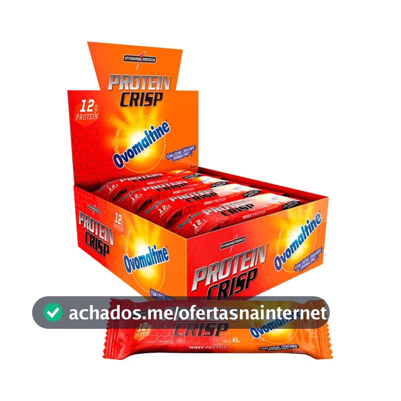 Barra de Proteína Integralmédica Crisp Bar sabor Ovomaltine x 45g de 12 un
