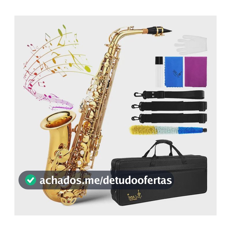 Saxofone alto Irin Sax Dourado,saxofone alto tudel curvo - cor dourado laqueado