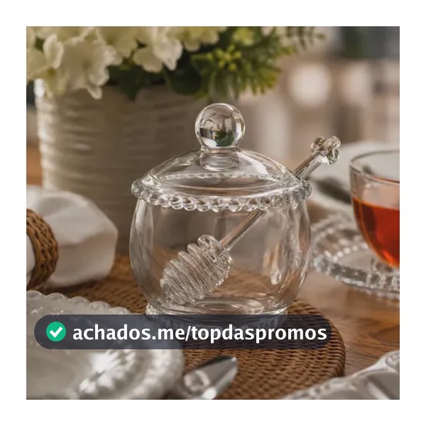 Açucareiro De Vidro Porta Açúcar Colher E Tampa Premium Meleira