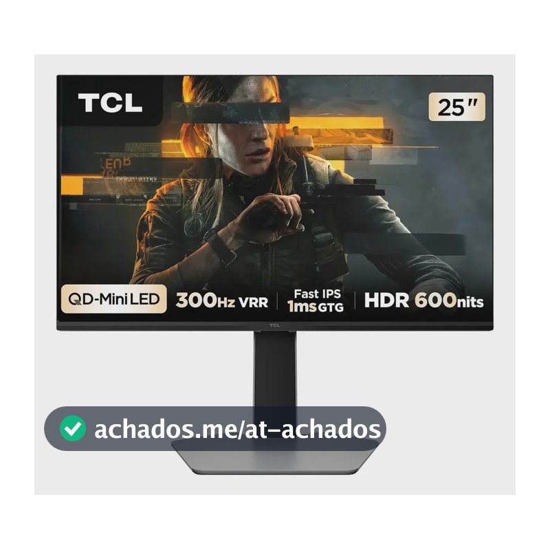 Monitor Gamer Tcl 25g64 25  Qd-mini Led 300hz Preto Preto
