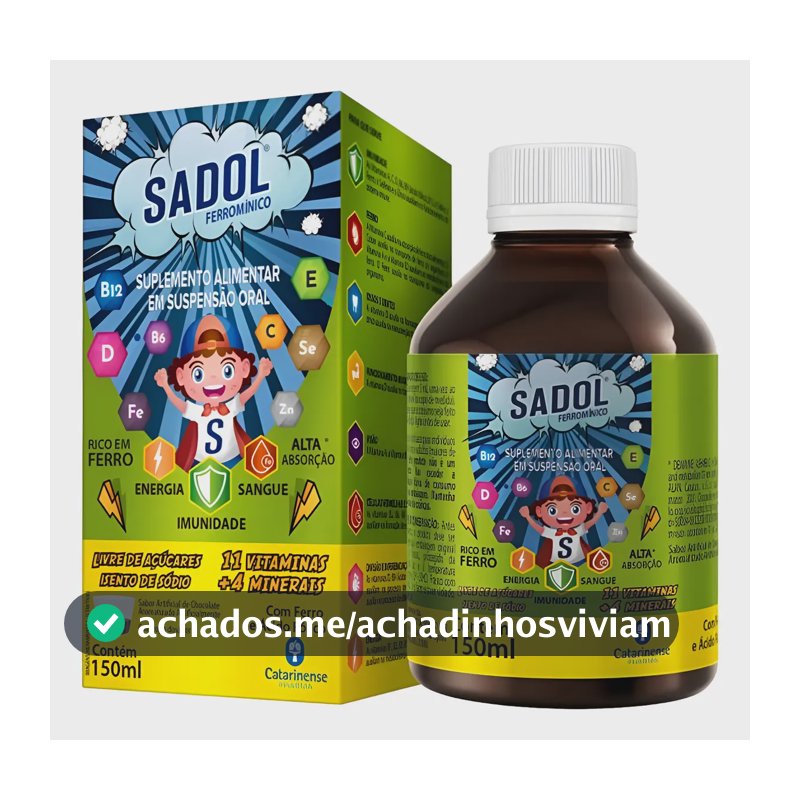 Vitamina Infantil Completa Kids com Ferro liquida Multivitamínico polivitaminico - Sabor Chocolate