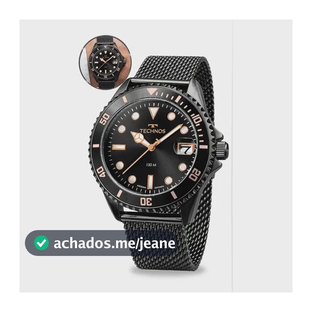 Relógio Technos Masculino 2415ed-1p Aco Inox Preto Analógico Prova Dágua 150 Metros