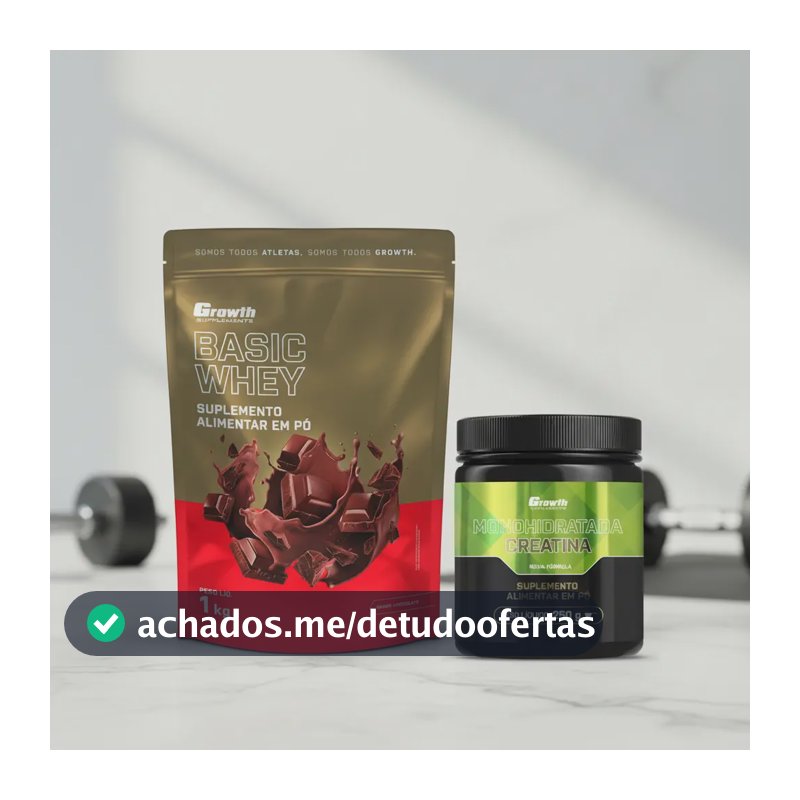 Kit Growth: Whey Protein Basic Chocolate 1kg + Creatina Monohidratada 250g