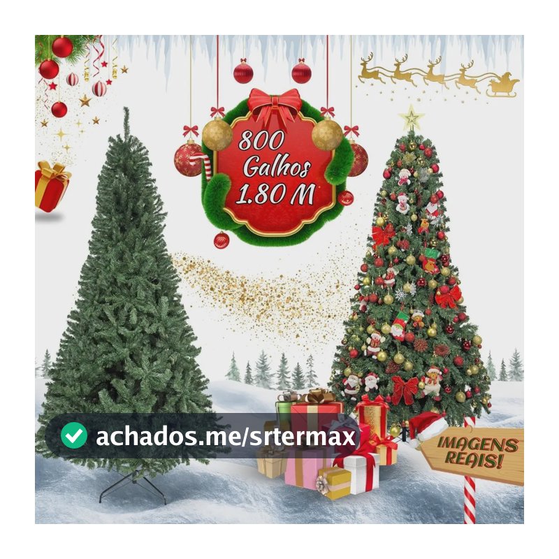 Árvore De Natal Pinheiro Canadense Luxo 1,80m 800 Galhos Tradicional Verde Imperial Premium Grande Cheia LuvinCo