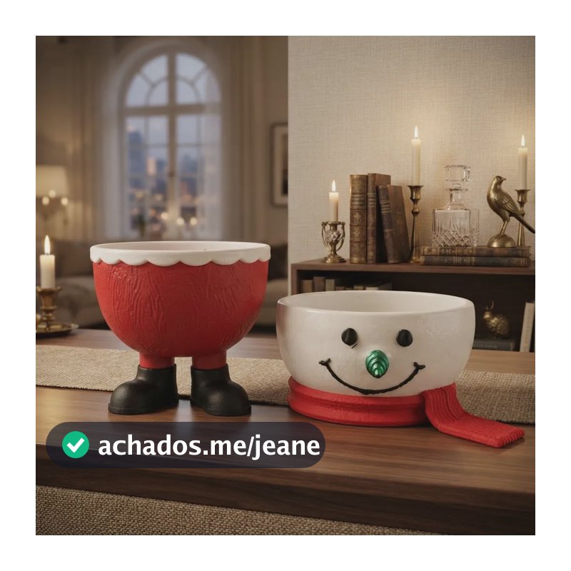 Kit Tigela Natalina Enfeites Natal Doces Chocolate Vermelho E Branco