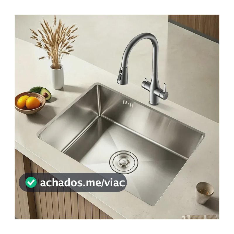 Cuba Pia de Cozinha Gourmet Inox Aço Inoxidável Anti-ruído com Cesto Escorredor Acessórios e Válvula de Drenagem Alta Durabilidade WINDA