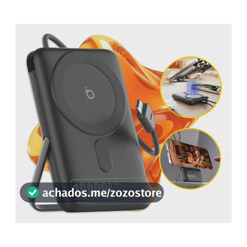 Basike Carregador Portátil Power Bank B205 Magsafe 10000mah PD 22.5w Turbo Rápido PD Tipo C USB C Sem Fio Universal Potente Com Display Para iPhone 15/16/17 Pro Max Samsung Galaxy S24 S25 Ultra Z Fold