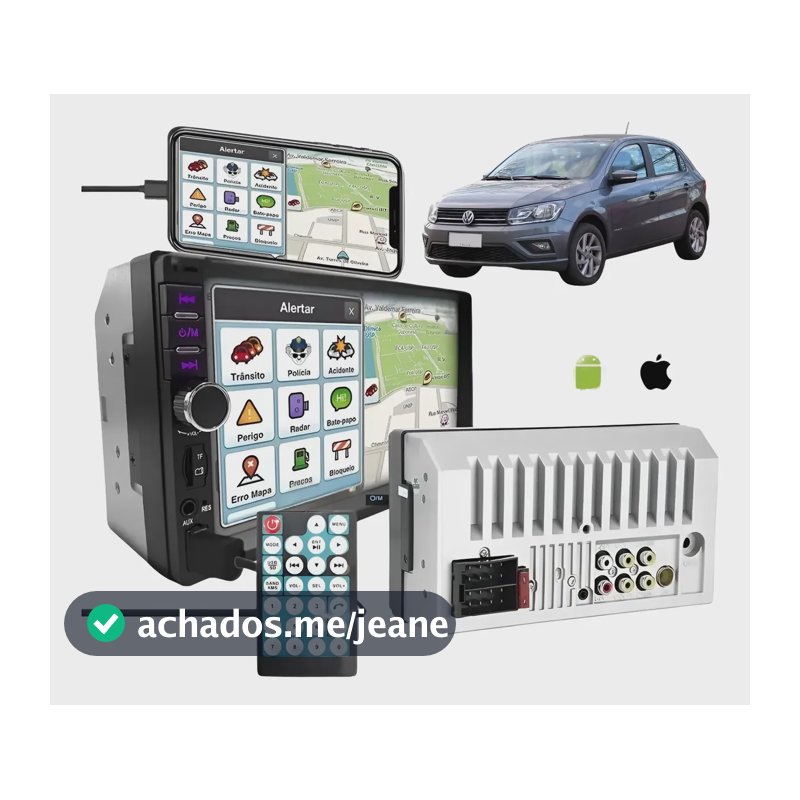 Central Multimídia Universal Mp5 Bt 1 Din 7 Pol Espelha Dvd Multimidia Encaixe 2 Din Universal Carro Novo