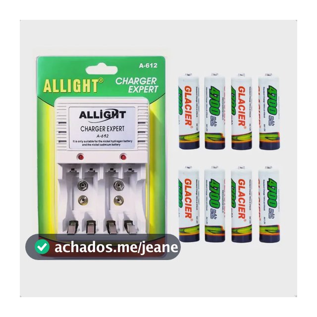Kit 8 Pilhas Recarregáveis + Carregador Rápido Bivolt Aa/aaa