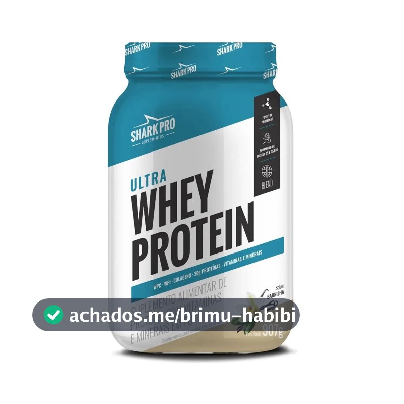 Whey Protein Concentrado Shark Pro Baunilha 907g para Massa Muscular