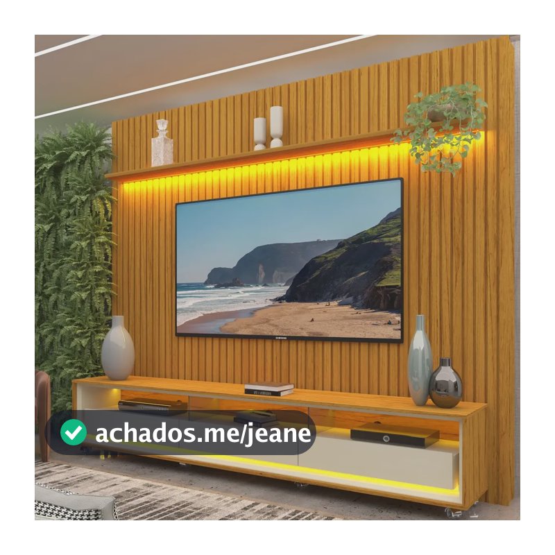 Rack Com Painel Ripado Para Tv Até 90 Polegadas Led 3 If Naturale