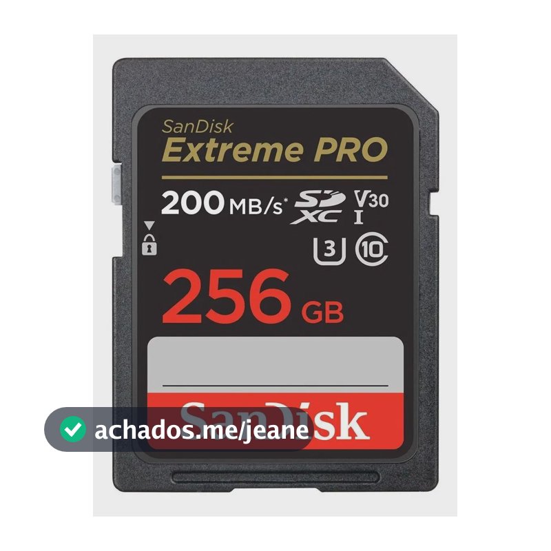 Cartão De Memória Sandisk Extreme Pro 256gb 200mb/s 4k Uhd