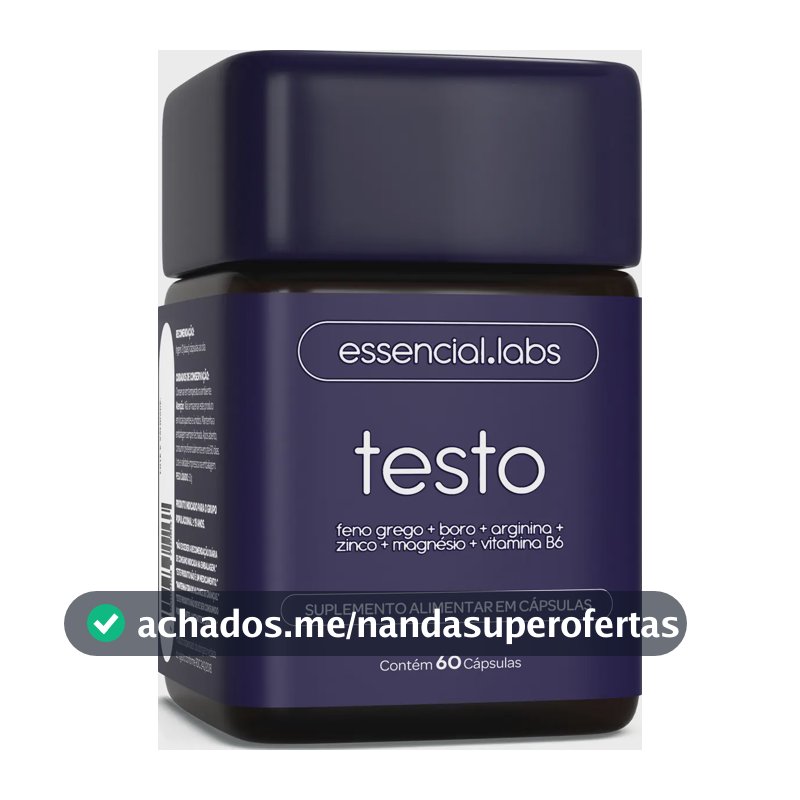 TESTO ESSENCIAL - Fórmula Avançada com Feno Grego, Boro, Arginina, Zinco, Magnésio e Vitamina B6 - 60 Cápsulas