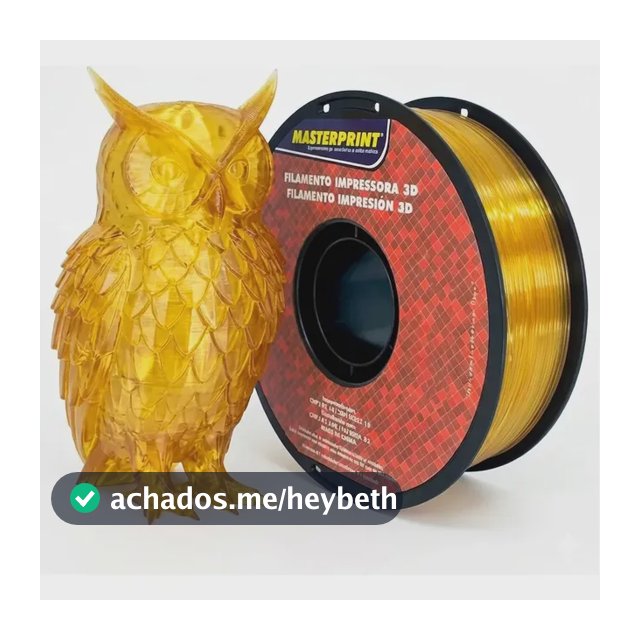 Filamento De Impressora 3d Petg 1,75mm 1kg Preto Masterprint Cor Amarelo Translúcido