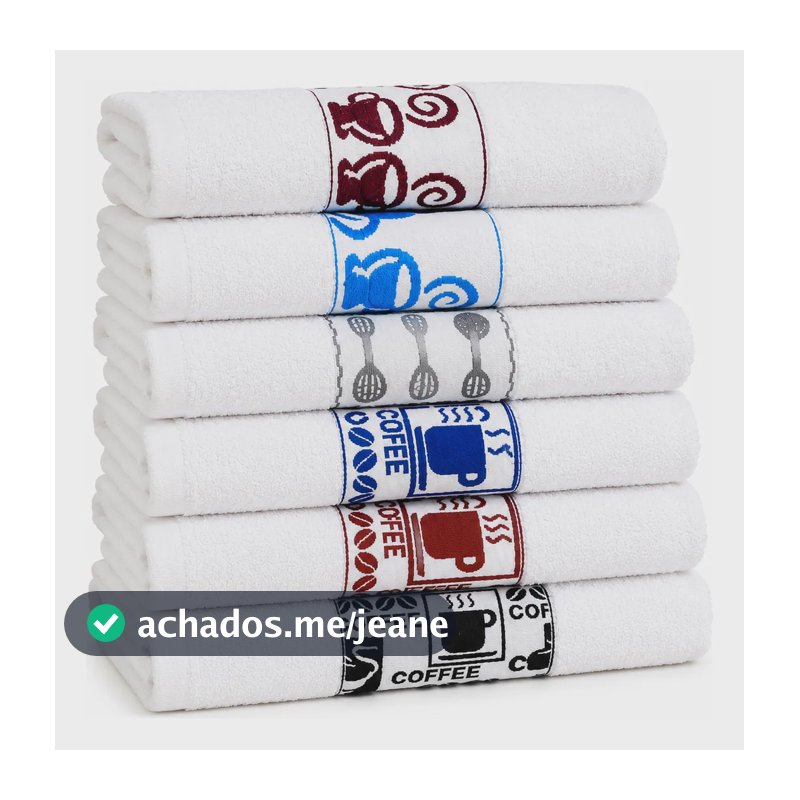 Kit 05 Panos De Copa Branco Estampado 100% Algodão 50x70 Cm Branco Listras