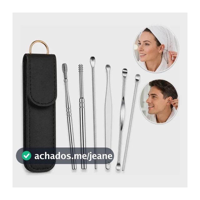 Kit Limpeza De Ouvido Removedor De Cera 6 Peças Aço Inox