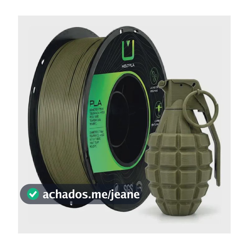 Filamento Pla Verde Militar 1kg Multfila Verde Militar